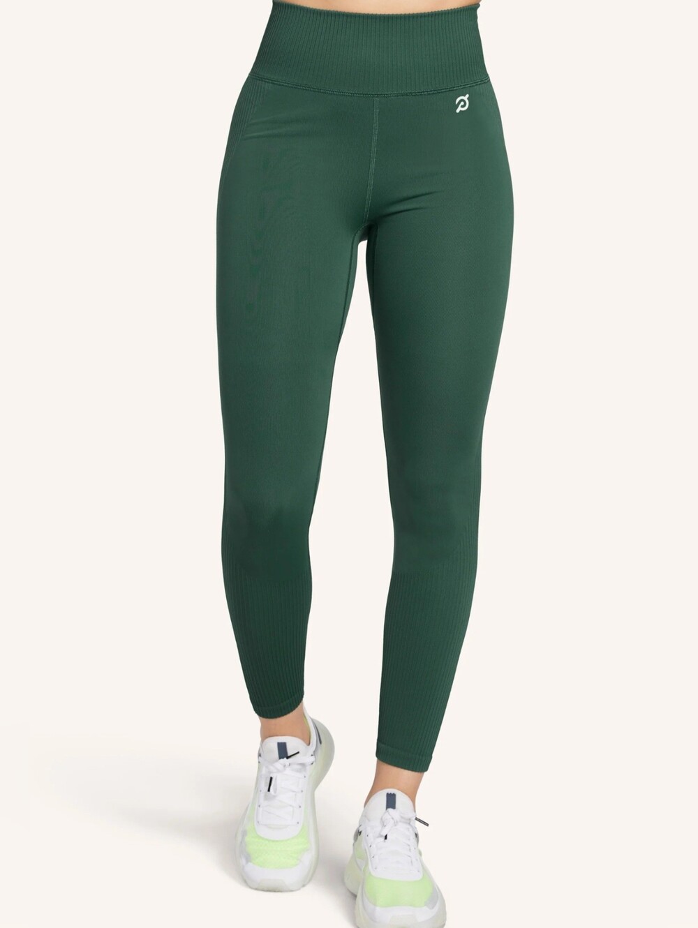 Peloton Seamless High Rise Leggings Green Ribbed Compression XL
